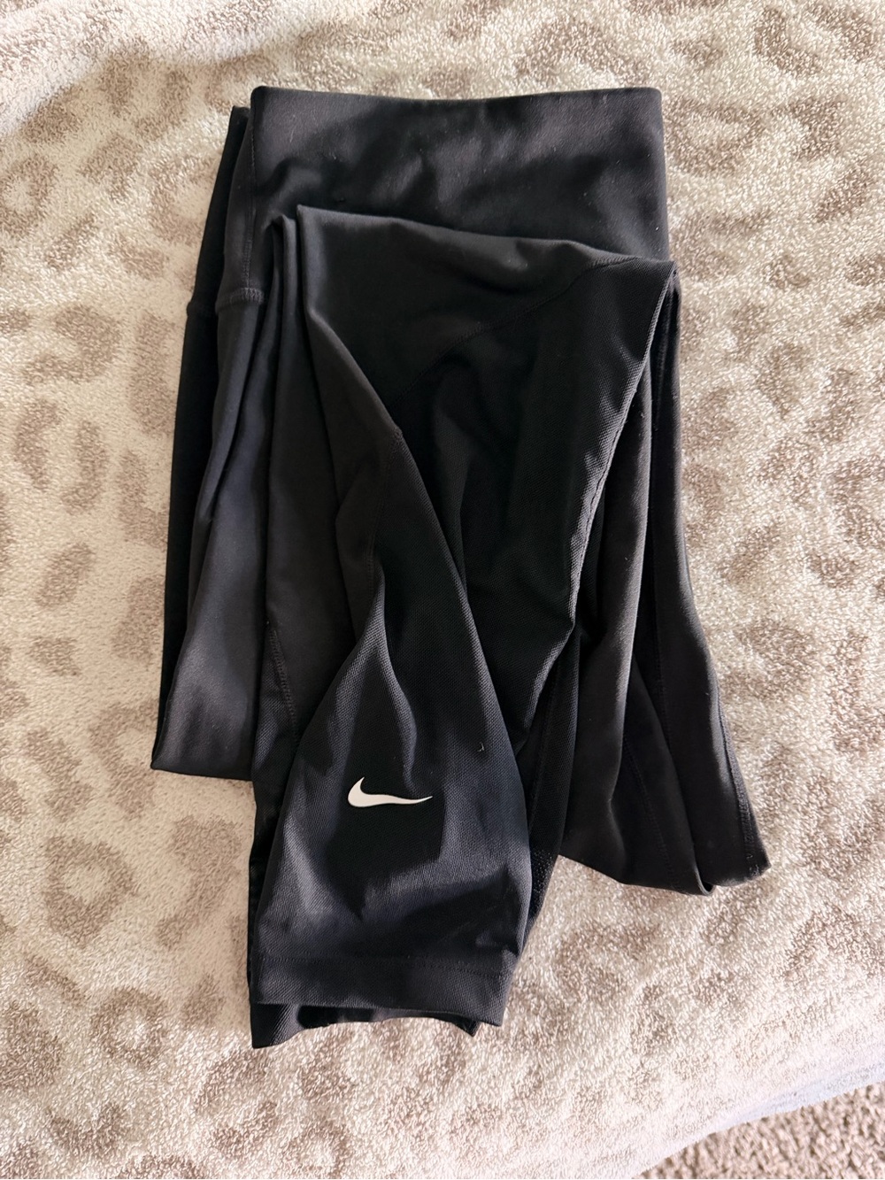 Nike Black Athletic Leggings with White Swoosh